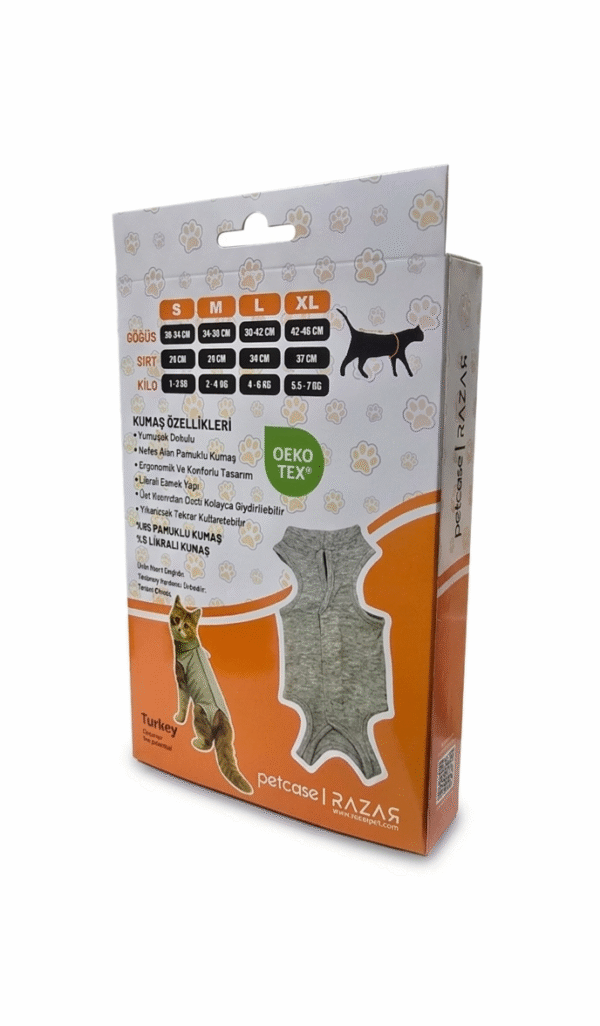 Petcase Ameliyat Sonrası Kedi Kıyafeti / Kedi Tulumu / Cerrahi Kıyafet / Postop