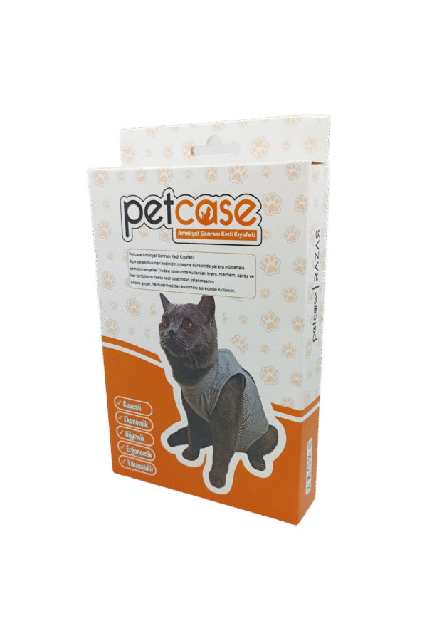Kapakresmi Petcase Ameliyat Sonrası Kedi Kıyafeti / Kedi Tulumu / Cerrahi Kıyafet / Postop