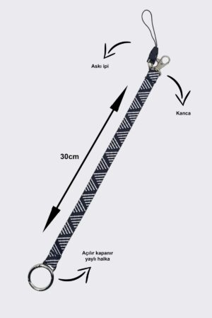 çizgilianaht1 Çok amaçlı Çift Taraflı Uzun Anahtarlık / Telefon Tutucu Anahtarlık / Çizgili Desen