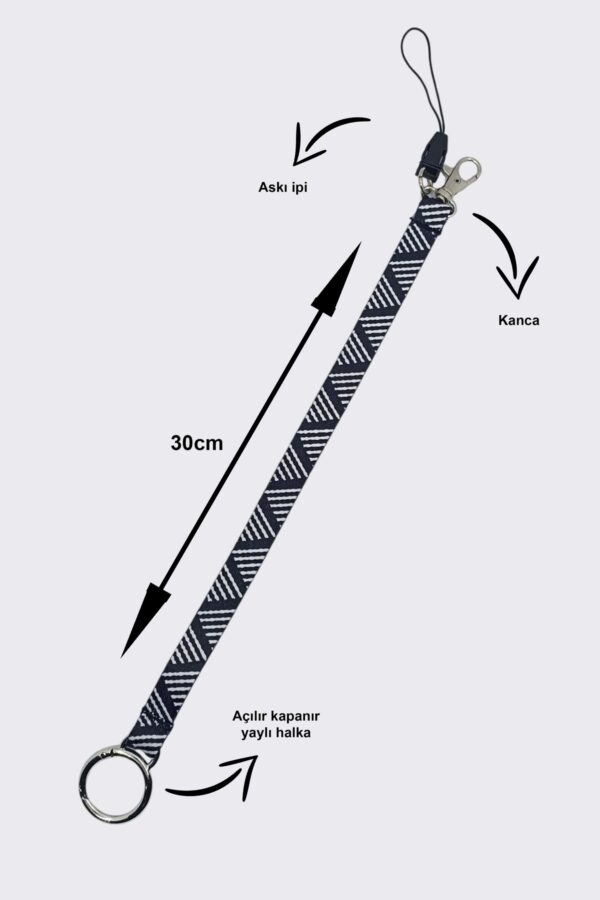 Çok amaçlı Çift Taraflı Uzun Anahtarlık / Telefon Tutucu Anahtarlık / Çizgili Desen