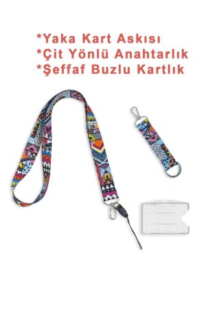 Etnik Boyun Askısı Yaka Kartlığı Boyun Askı İpi Çift Taraflı Anahtarlık / 3 lü Set