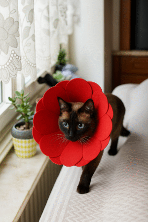 Keçe Kedi & Köpek Yakalığı / Elizabet / Papatya Yakalık / Kırmızı