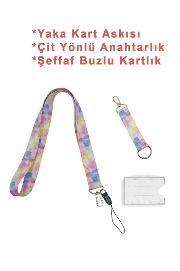 gökkuşağı Gökkuşağı Boyun Askısı Yaka Kartlığı Boyun Askı İpi Çift Taraflı Anahtarlık / 3 lü Set