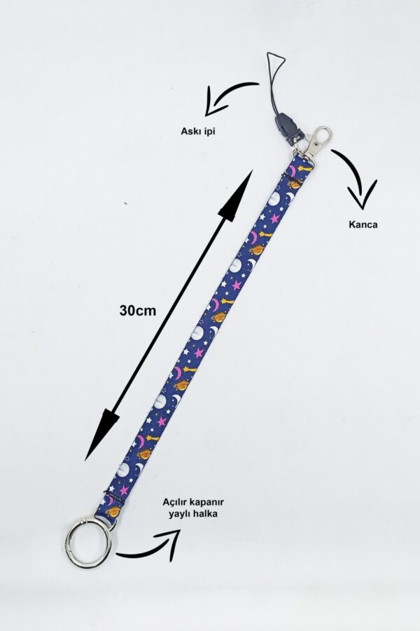 Çok amaçlı Çift Taraflı Uzun Anahtarlık / Telefon Tutucu Anahtarlık / Mars