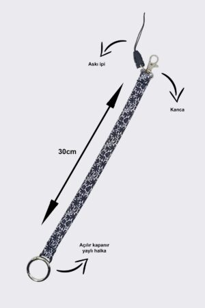 Çok amaçlı Çift Taraflı Uzun Anahtarlık / Telefon Tutucu Anahtarlık / Yaprak Desen