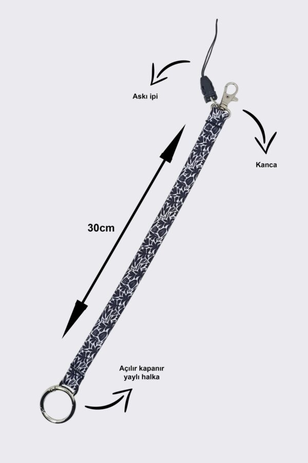 Çok amaçlı Çift Taraflı Uzun Anahtarlık / Telefon Tutucu Anahtarlık / Yaprak Desen